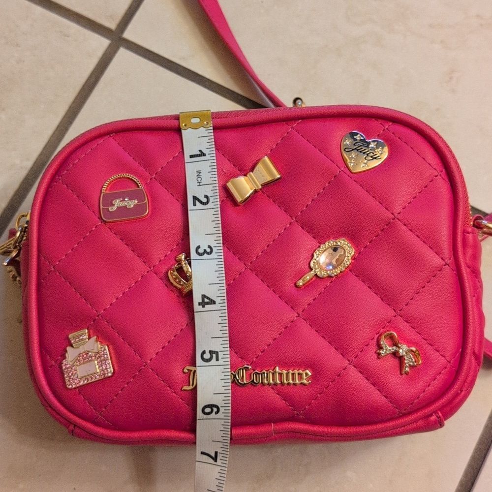 Juicy Couture "Girl Only" Quilted Hot Pink Crossbody With Cute Charms - Picture 13 of 14